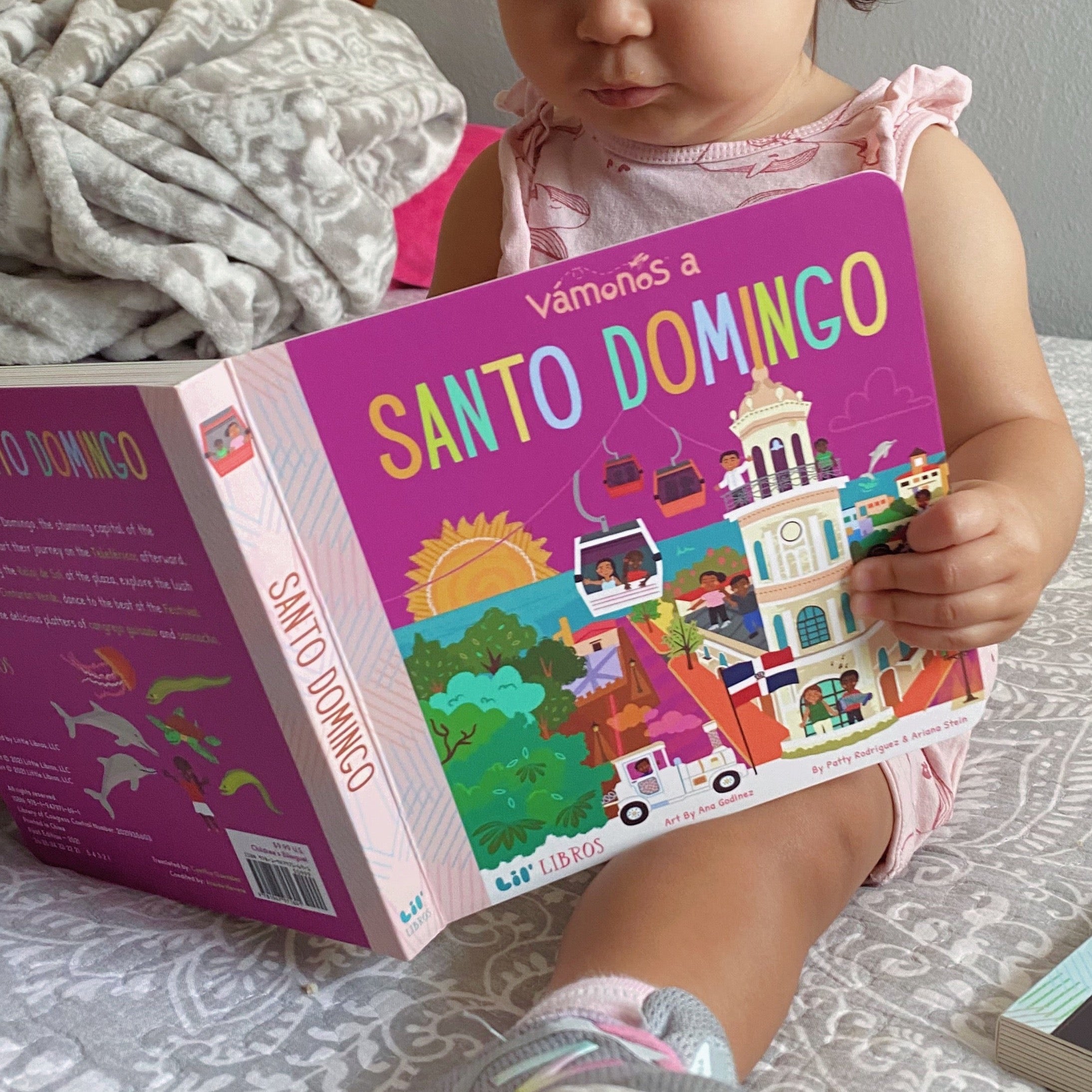 Image of VÁMONOS: Santo Domingo board book being held.