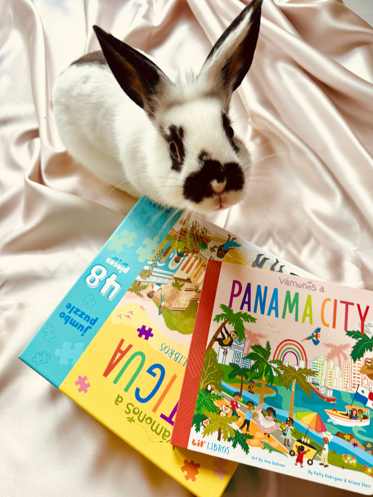 image of vamonos book and puzzle with rabbit