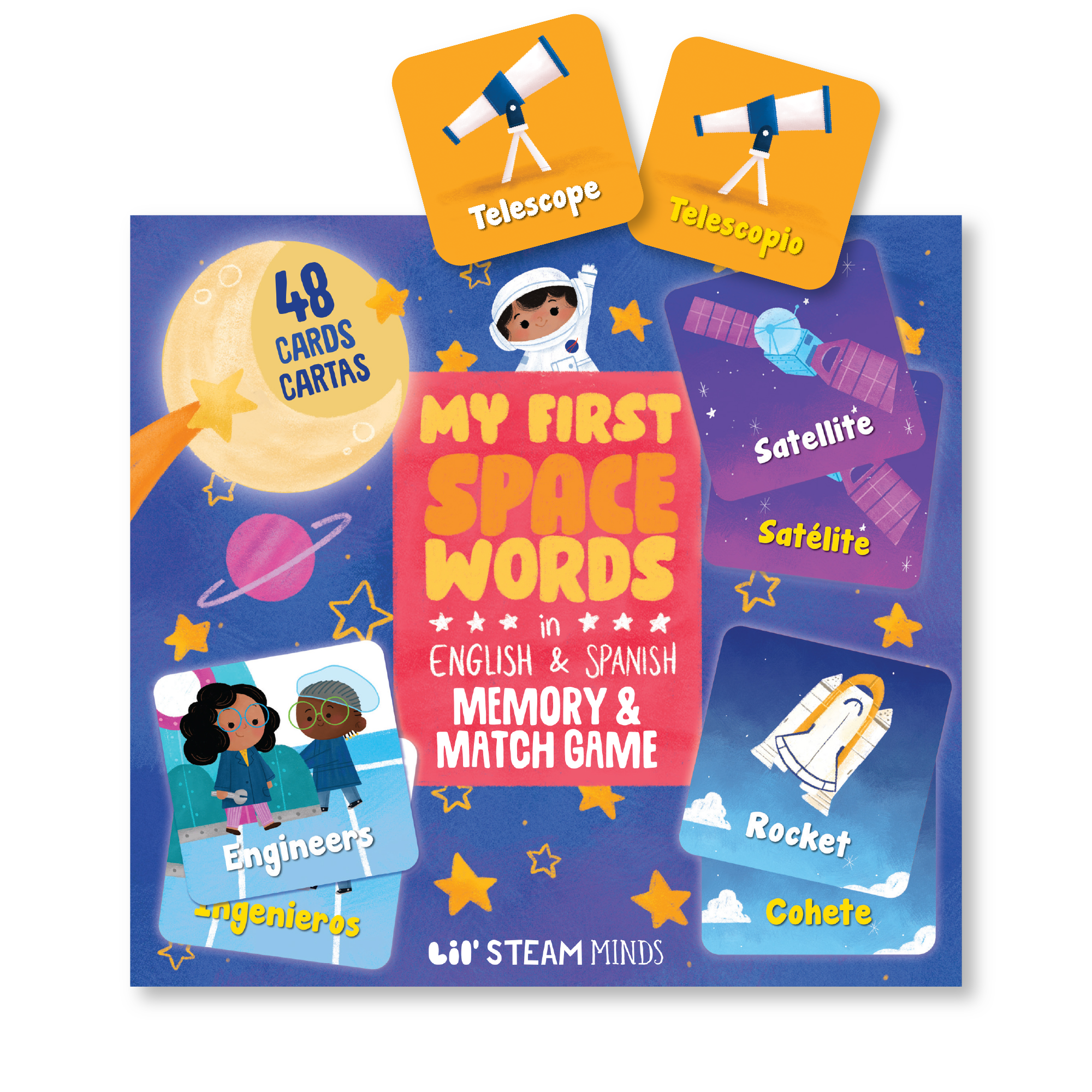 My First Space Words in English & Spanish Memory & Match Game