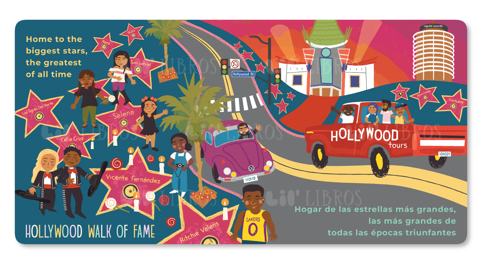 Image of VÁMONOS: Los Angeles sample spread of Hollywood Walk of Fame.