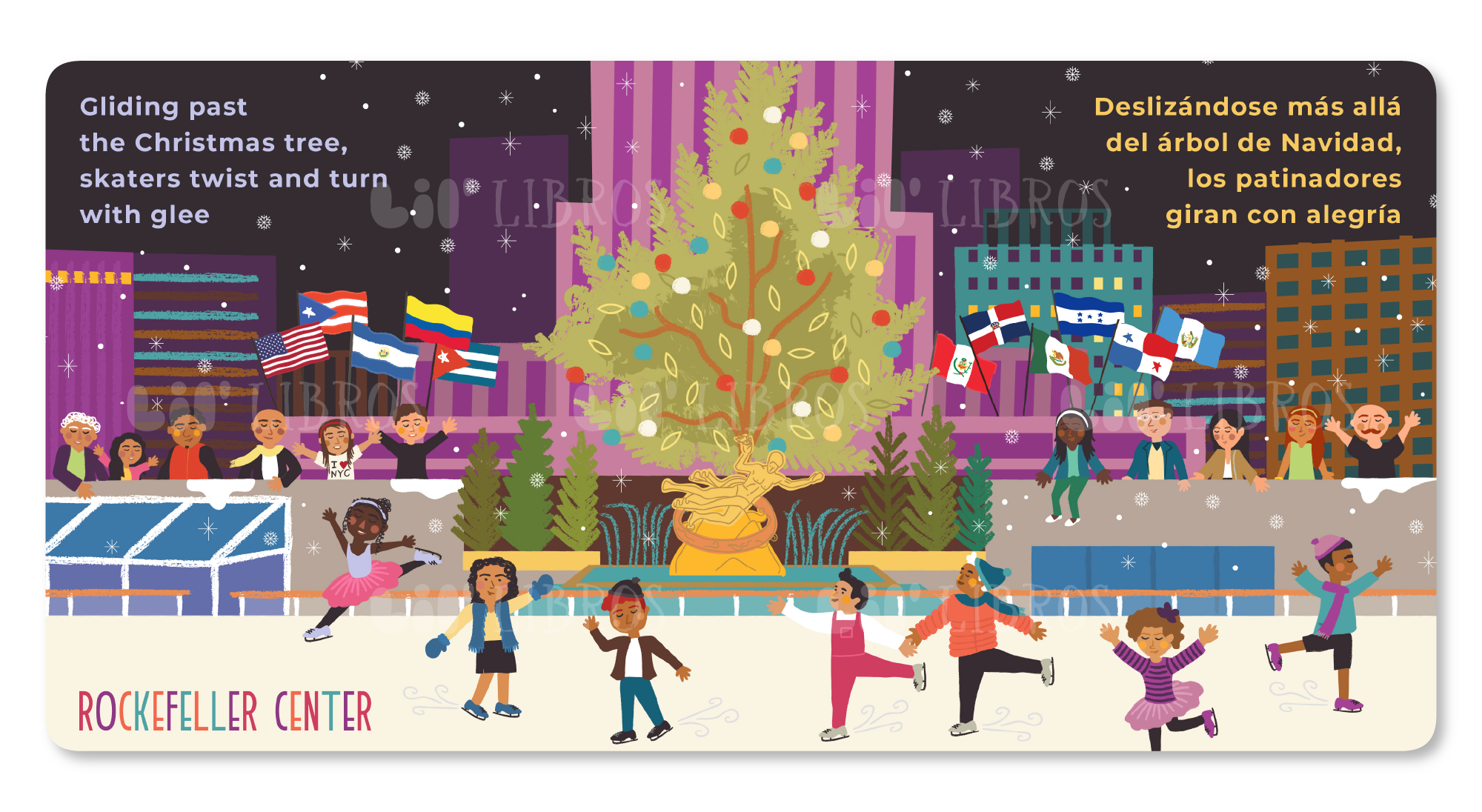 Image of VÁMONOS: New York City sample spread of Rockefeller Center.